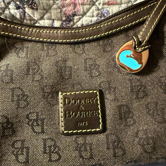 Dooney & Bourk HP724 Signature Black Canvas Leather Mini East West Slouch Bag - Picture 4 of 7